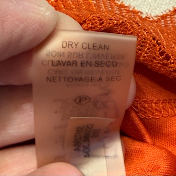 Calvin Klein Orange Chevron Sleeves Top - Size Large - Picture 10 of 14